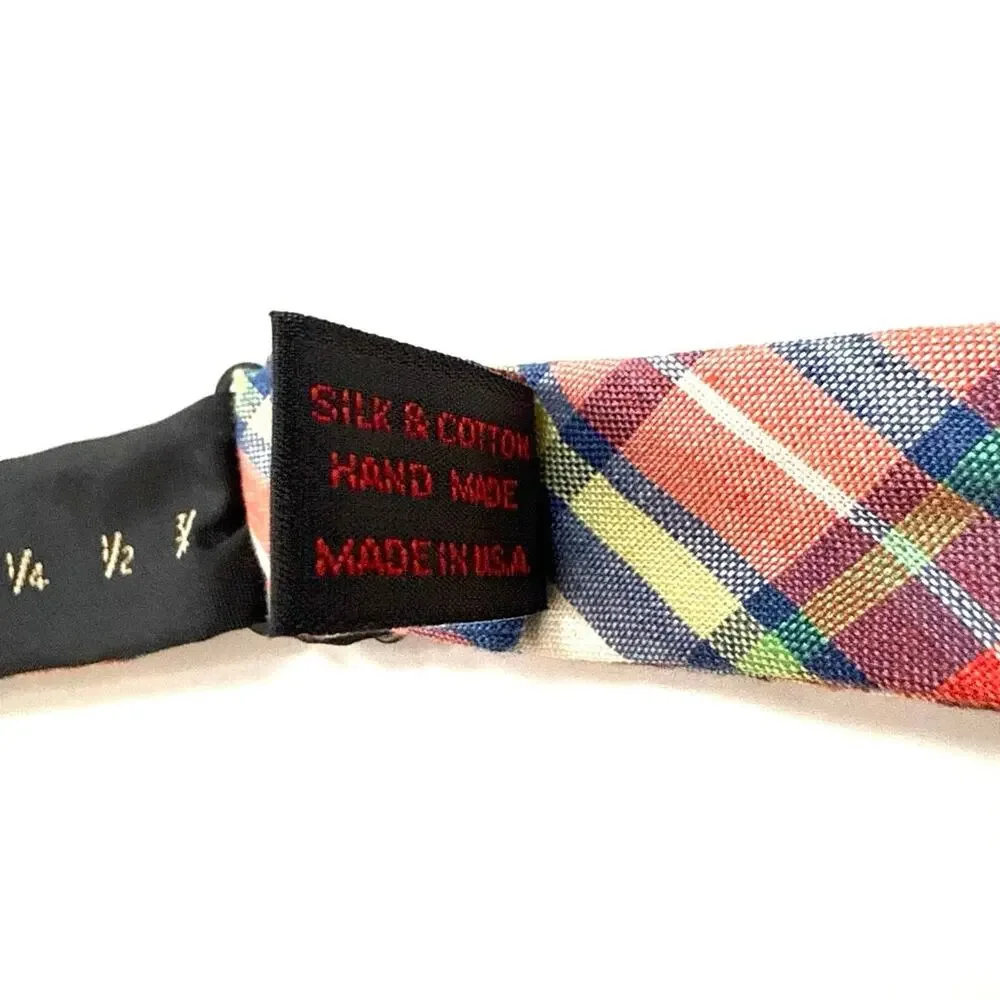 R. Hanauer Plaid Silk Cotton Bow Tie